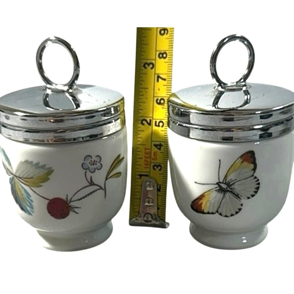 Vintage Royal Worcester porcelain egg coddlets made in England set of 2 - 2.5”